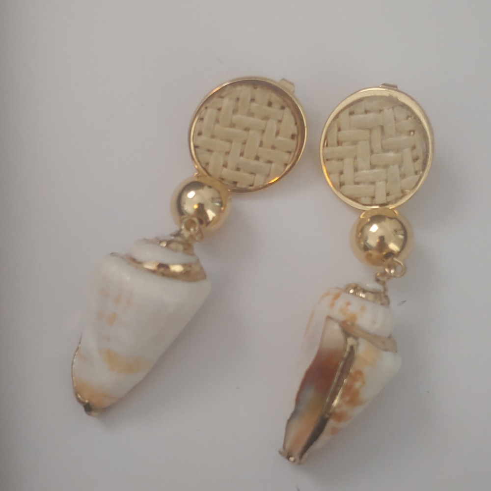 Ettika 18K Gold Plated Shell Earrings - NWOT